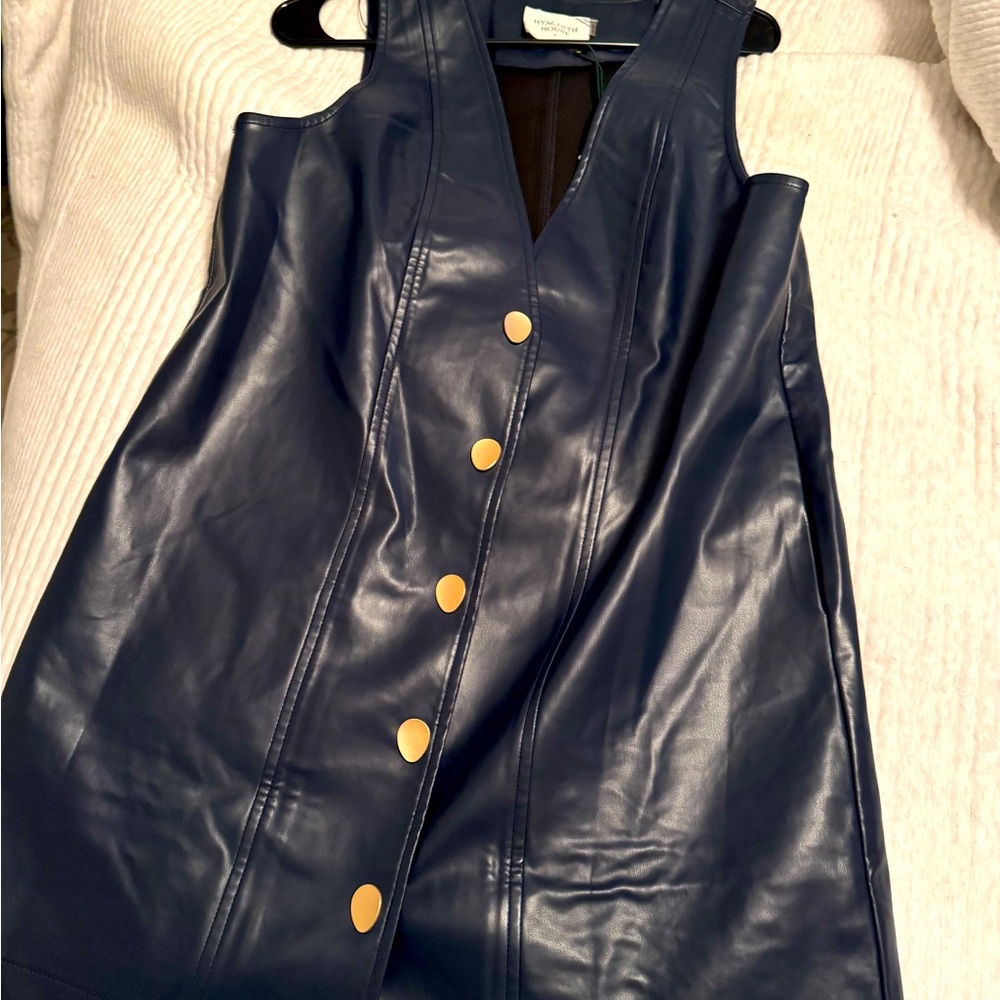Hyacinth House navy faux leather pinafore dress